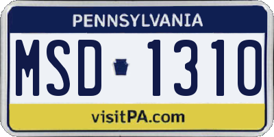PA license plate MSD1310