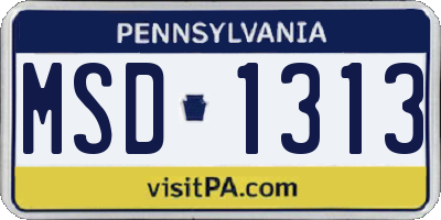 PA license plate MSD1313