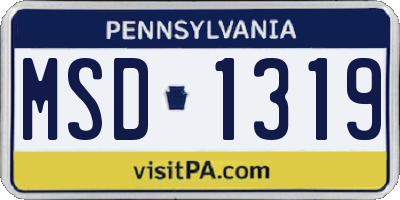 PA license plate MSD1319