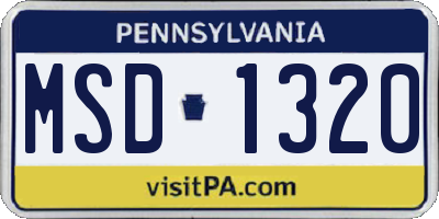 PA license plate MSD1320