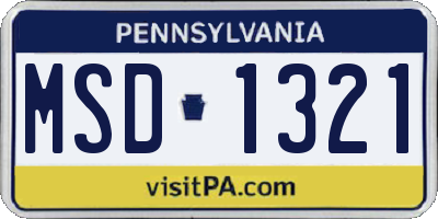 PA license plate MSD1321