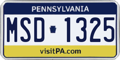PA license plate MSD1325