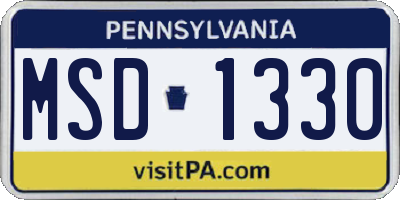 PA license plate MSD1330