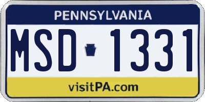 PA license plate MSD1331
