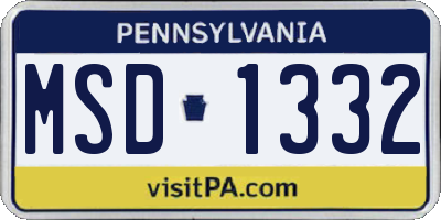 PA license plate MSD1332