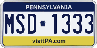 PA license plate MSD1333