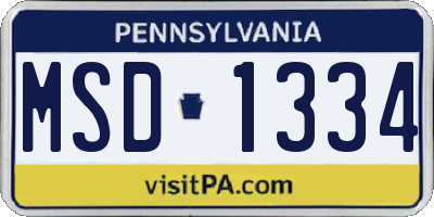 PA license plate MSD1334