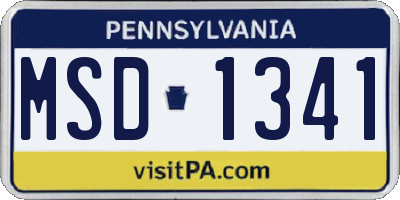 PA license plate MSD1341