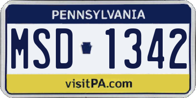 PA license plate MSD1342