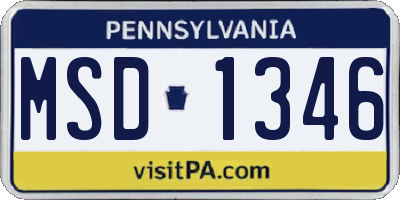 PA license plate MSD1346