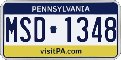 PA license plate MSD1348