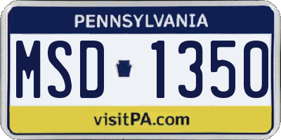 PA license plate MSD1350