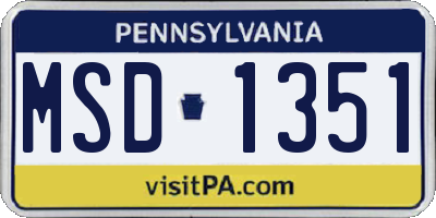 PA license plate MSD1351
