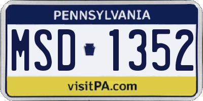 PA license plate MSD1352