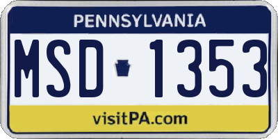 PA license plate MSD1353