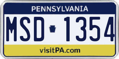 PA license plate MSD1354