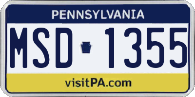 PA license plate MSD1355