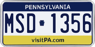 PA license plate MSD1356
