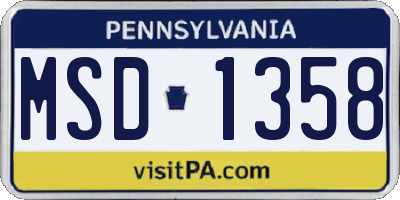 PA license plate MSD1358