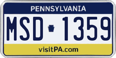 PA license plate MSD1359
