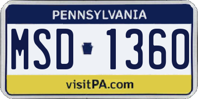 PA license plate MSD1360