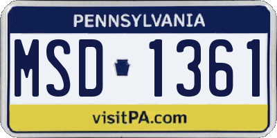 PA license plate MSD1361