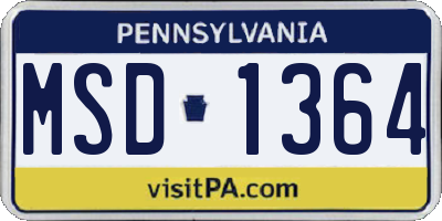 PA license plate MSD1364