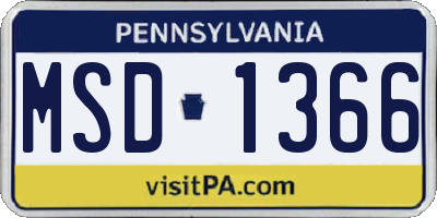 PA license plate MSD1366