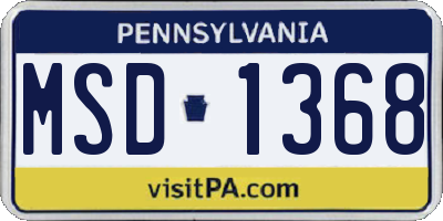 PA license plate MSD1368