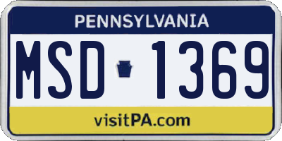 PA license plate MSD1369