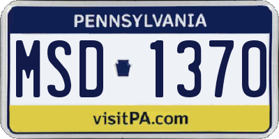 PA license plate MSD1370
