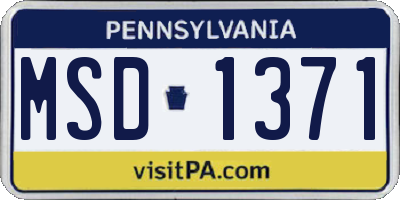 PA license plate MSD1371