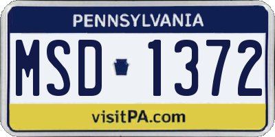 PA license plate MSD1372