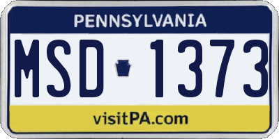 PA license plate MSD1373