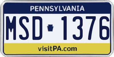 PA license plate MSD1376