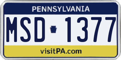 PA license plate MSD1377