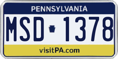 PA license plate MSD1378