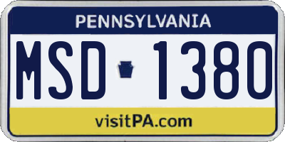 PA license plate MSD1380