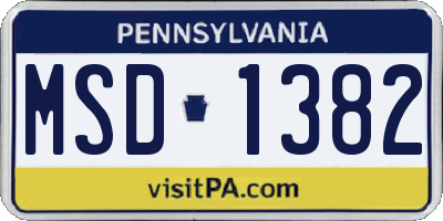 PA license plate MSD1382