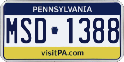 PA license plate MSD1388