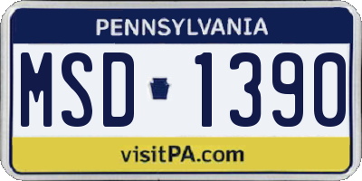 PA license plate MSD1390