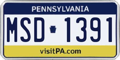 PA license plate MSD1391