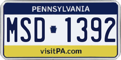 PA license plate MSD1392