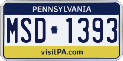 PA license plate MSD1393