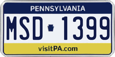 PA license plate MSD1399
