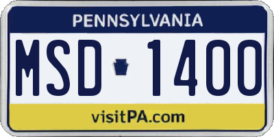 PA license plate MSD1400