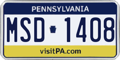 PA license plate MSD1408