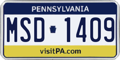 PA license plate MSD1409