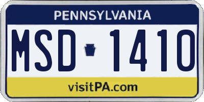 PA license plate MSD1410