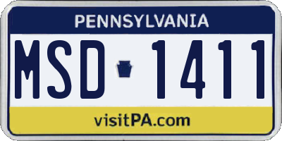 PA license plate MSD1411